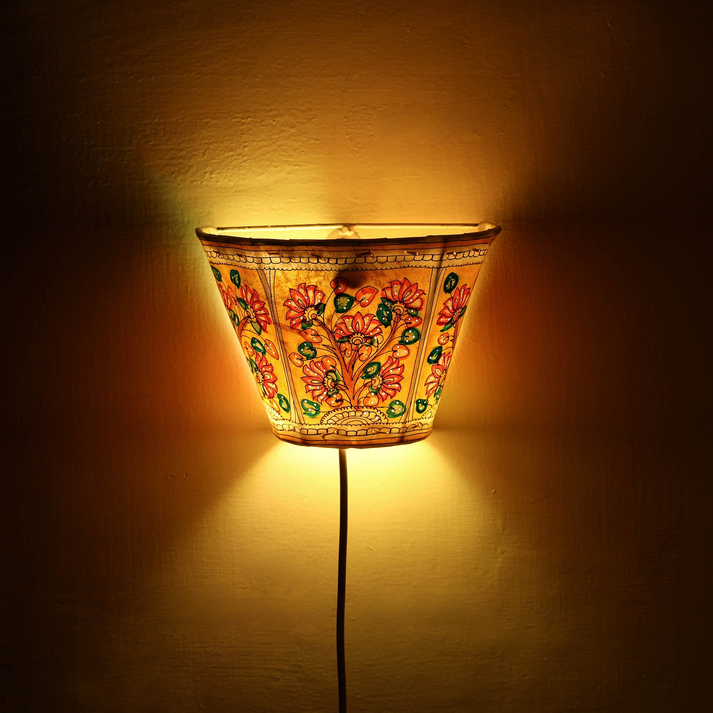 Handpainted Tholu Bommalata Leather Wall Lamp (Small) 55