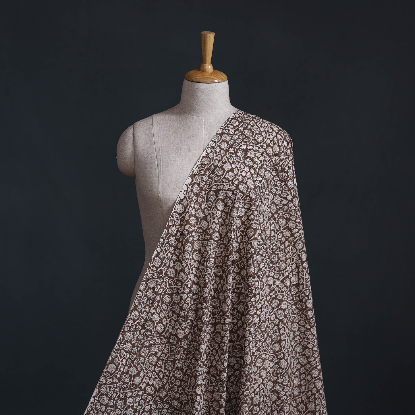Brown - Bagh Hand Block Print Natural Dyed Cotton Fabric 04