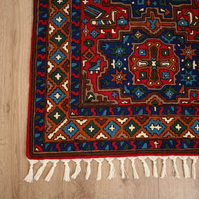 Original Kashmiri Chain Stitch Crewel Hand Embroidery Rug / Carpet (5 x 3 Feet) 11