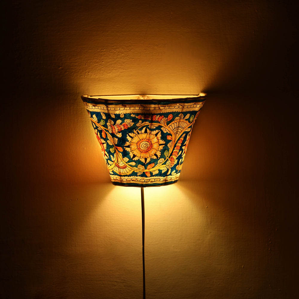 Handpainted Tholu Bommalata Leather Wall Lamp (Small) 57