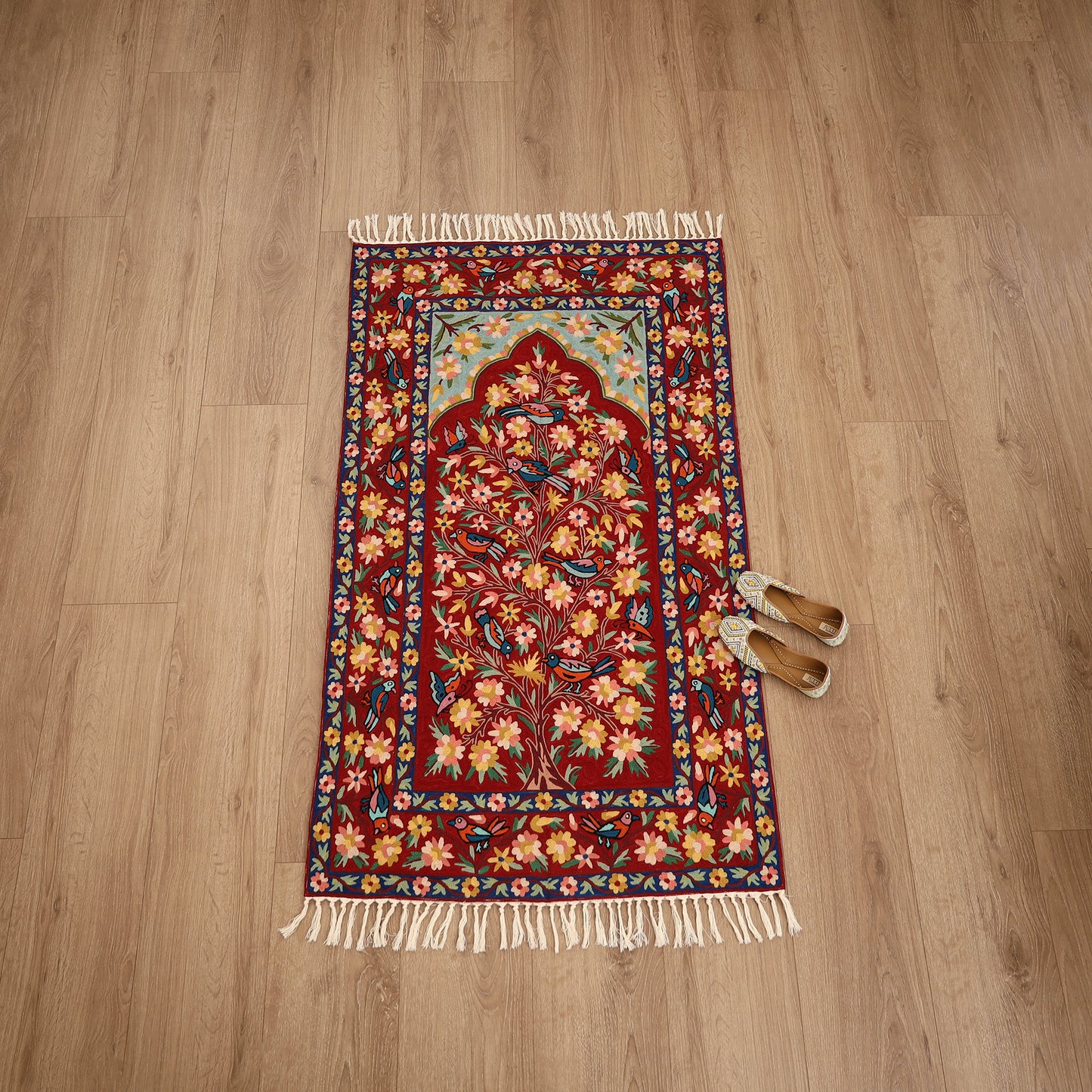 Original Kashmiri Chain Stitch Crewel Hand Embroidery Rug / Carpet (5 x 3 Feet) 12