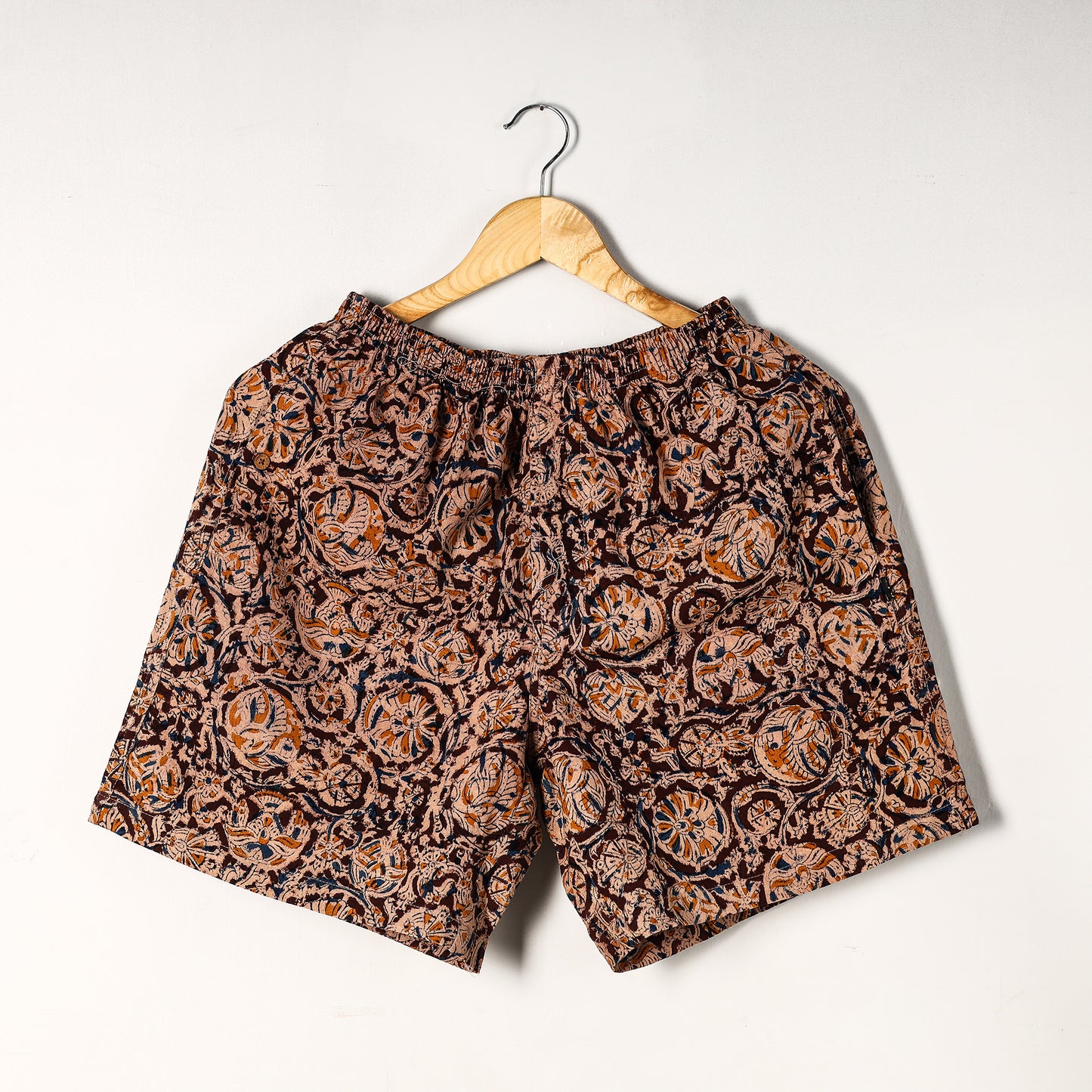 Maroon - Kalamkari Block Printed Cotton Unisex Boxer/Shorts