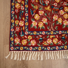 Original Kashmiri Chain Stitch Crewel Hand Embroidery Rug / Carpet (5 x 3 Feet) 12