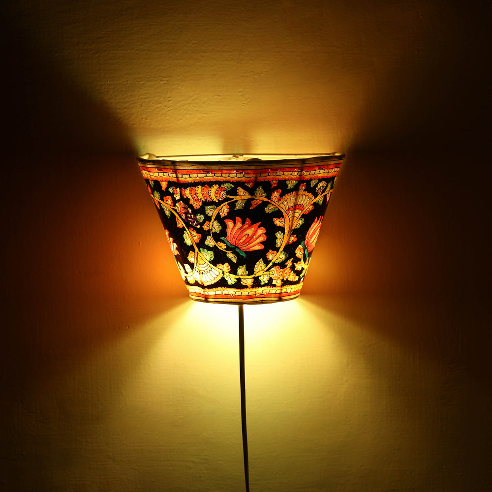 Handpainted Tholu Bommalata Leather Wall Lamp (Small) 60