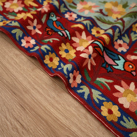 Original Kashmiri Chain Stitch Crewel Hand Embroidery Rug / Carpet (5 x 3 Feet) 12