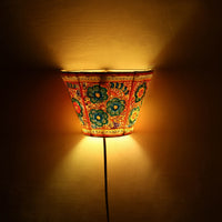 Handpainted Tholu Bommalata Leather Wall Lamp (Small) 69