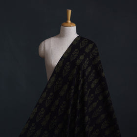 Black - Bagh Hand Block Print Natural Dyed Cotton Fabric 11