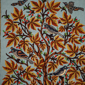 Original Kashmiri Chain Stitch Crewel Hand Embroidery Rug / Carpet (5 x 3 Feet) 13