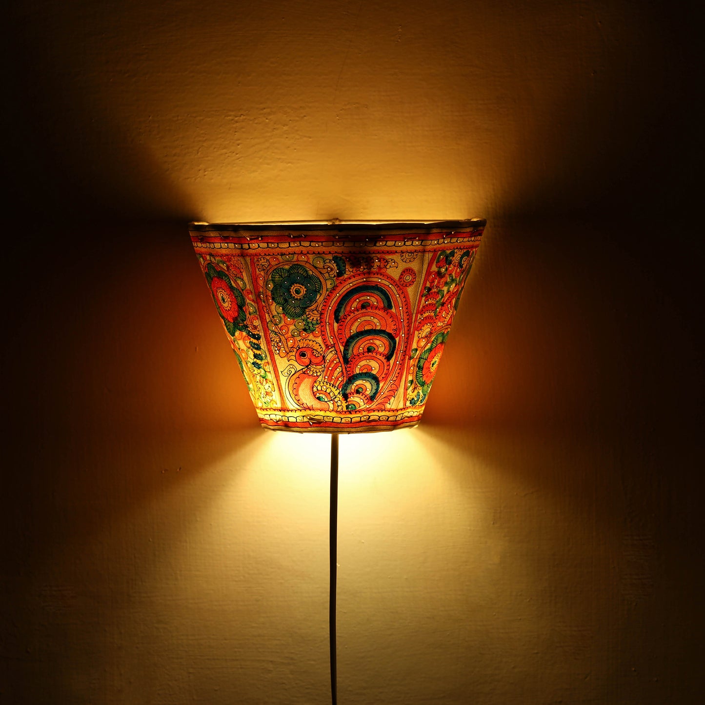 Handpainted Tholu Bommalata Leather Wall Lamp (Small) 68