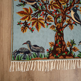 Original Kashmiri Chain Stitch Crewel Hand Embroidery Rug / Carpet (5 x 3 Feet) 13