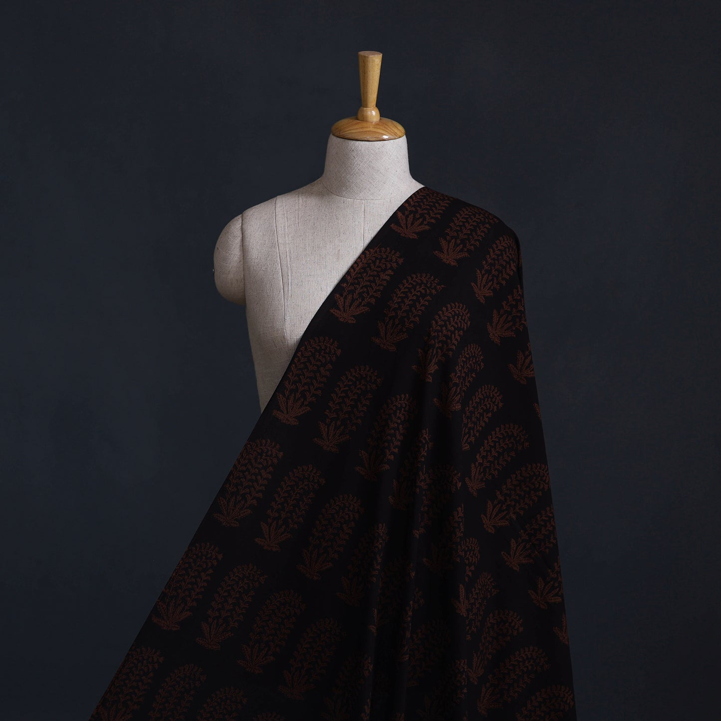 Black - Bagh Hand Block Print Natural Dyed Cotton Fabric 15