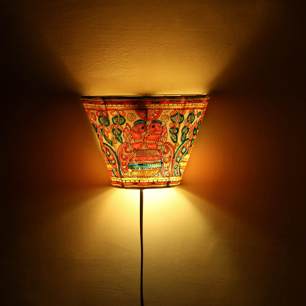 Handpainted Tholu Bommalata Leather Wall Lamp (Small) 63