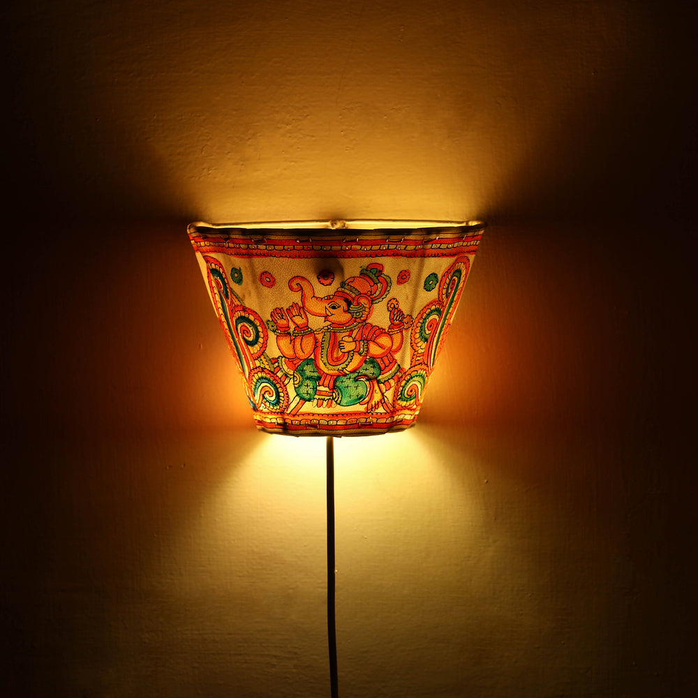 Handpainted Tholu Bommalata Leather Wall Lamp (Small) 71