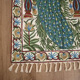Original Kashmiri Chain Stitch Crewel Hand Embroidery Rug / Carpet (5 x 3 Feet) 15