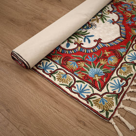 Original Kashmiri Chain Stitch Crewel Hand Embroidery Rug / Carpet (5 x 3 Feet) 15