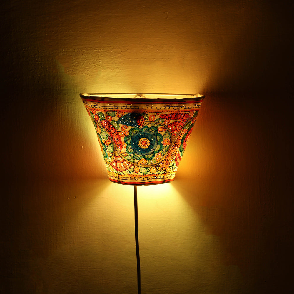 Handpainted Tholu Bommalata Leather Wall Lamp (Small) 70