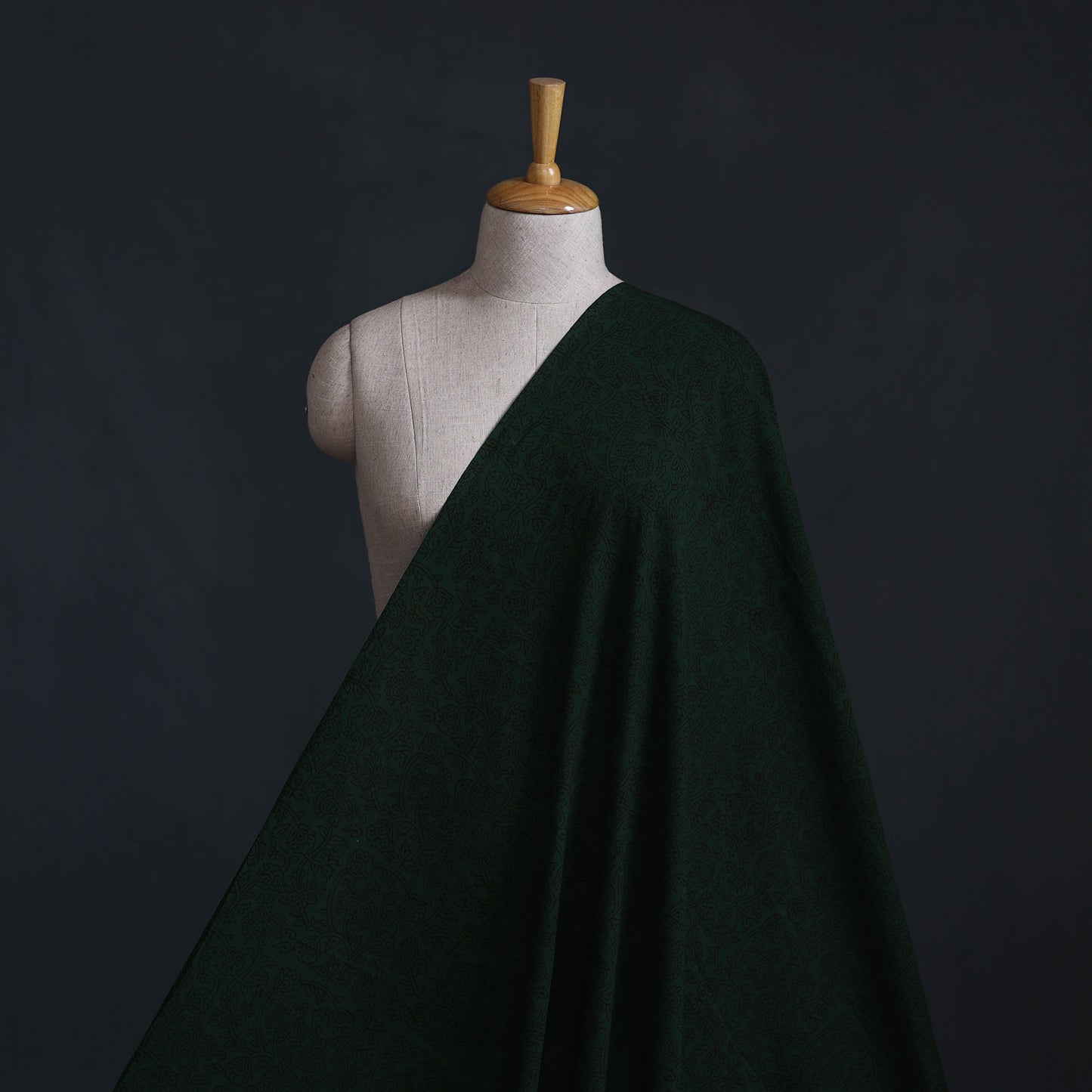 Green - Bagh Hand Block Print Natural Dyed Cotton Fabric 24