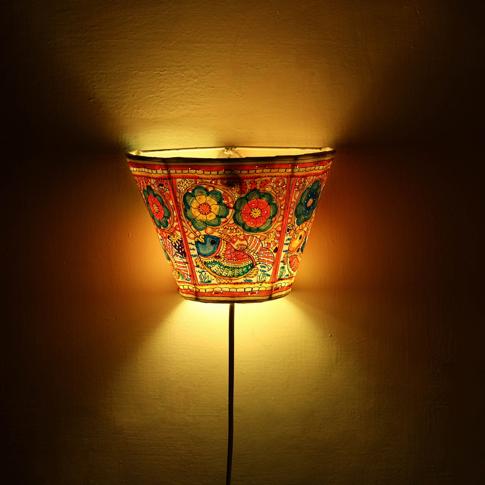 Handpainted Tholu Bommalata Leather Wall Lamp (Small) 73