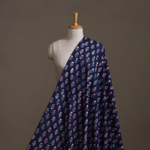 Blue - Hand Block Indigo Bagru Print Natural Dyed Cotton Fabric 02