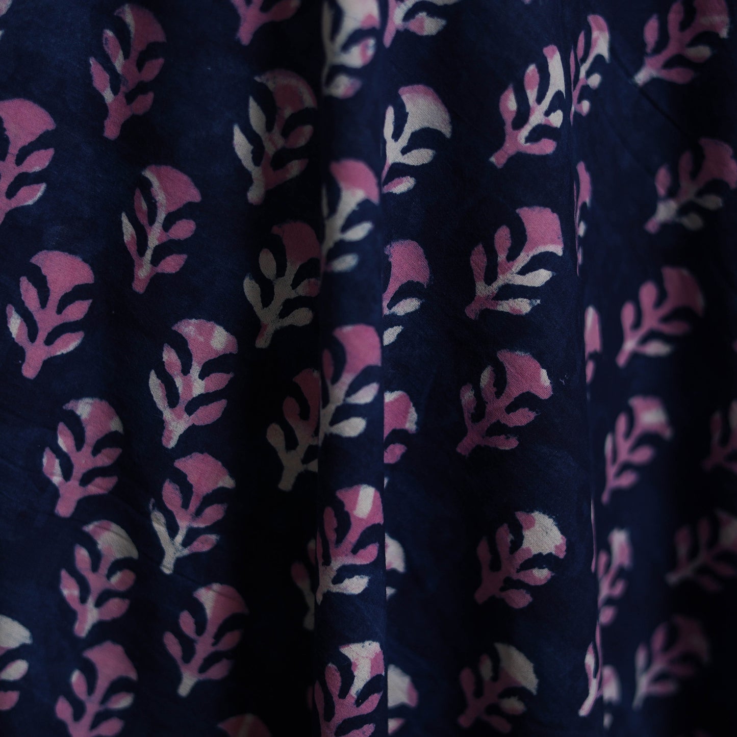 Blue - Hand Block Indigo Bagru Print Natural Dyed Cotton Fabric 02