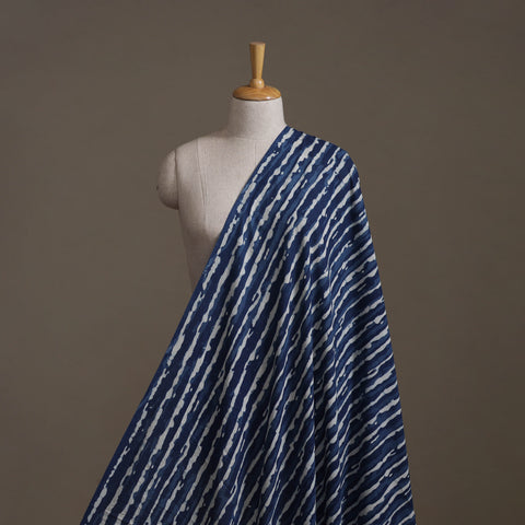 Blue - Hand Block Indigo Bagru Print Natural Dyed Cotton Fabric 01