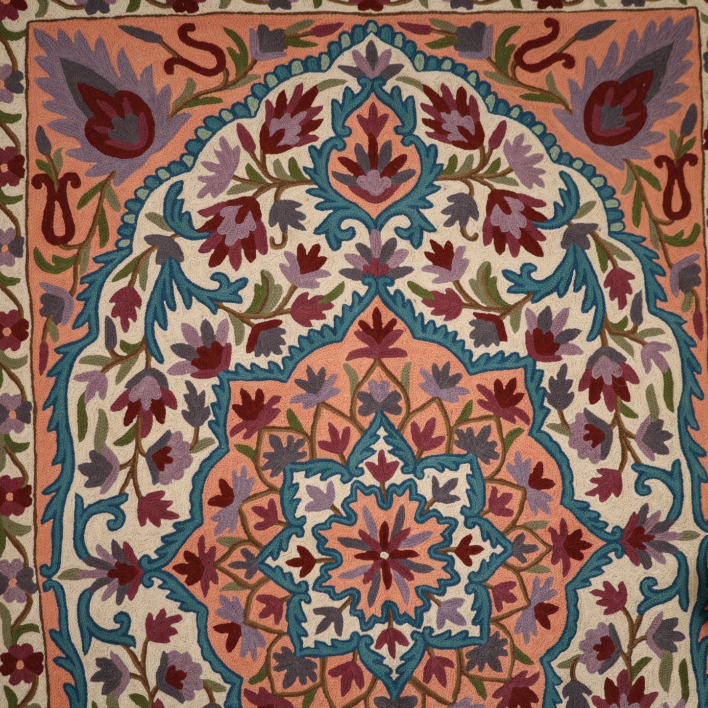 Original Kashmiri Chain Stitch Crewel Hand Embroidery Rug / Carpet (4 x 2.5 Feet) 18