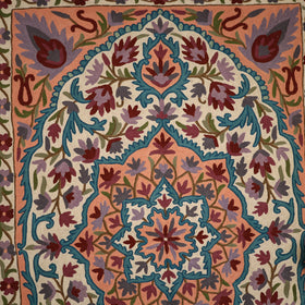 Original Kashmiri Chain Stitch Crewel Hand Embroidery Rug / Carpet (4 x 2.5 Feet) 18