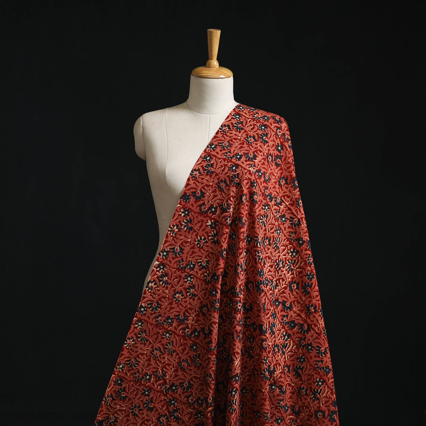 Natural Dyed Hand Block Print Cotton Pedana Kalamkari Fabric 45