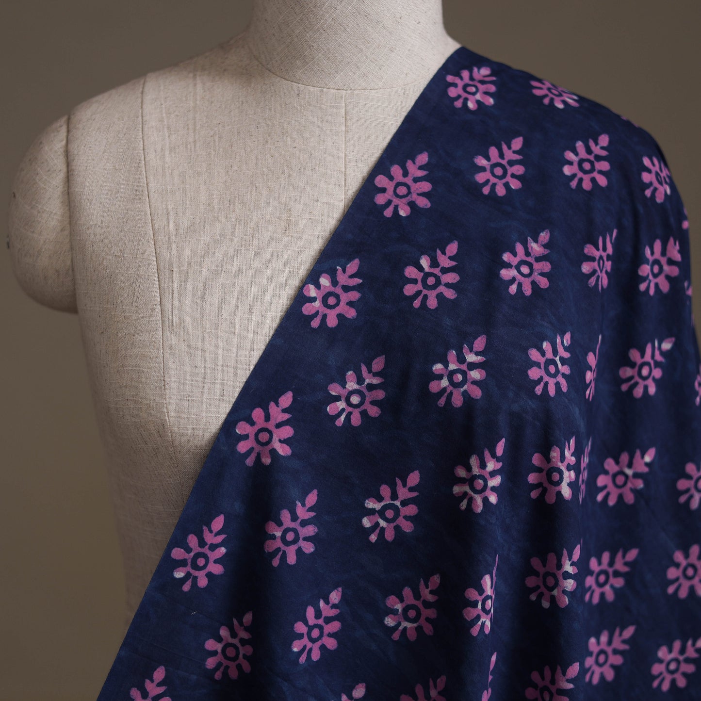 Blue - Hand Block Indigo Bagru Print Natural Dyed Cotton Fabric 03