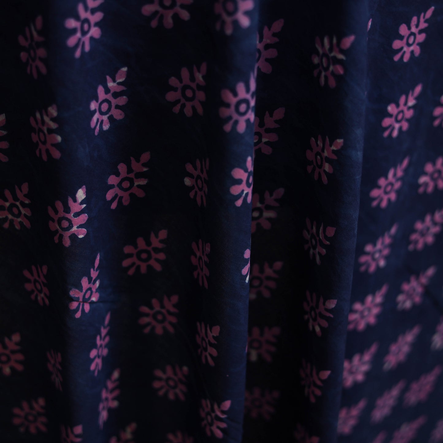 Blue - Hand Block Indigo Bagru Print Natural Dyed Cotton Fabric 03