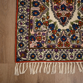Original Kashmiri Chain Stitch Crewel Hand Embroidery Rug / Carpet (4 x 2.5 Feet) 19