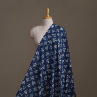 Blue - Hand Block Indigo Bagru Print Natural Dyed Cotton Fabric 04
