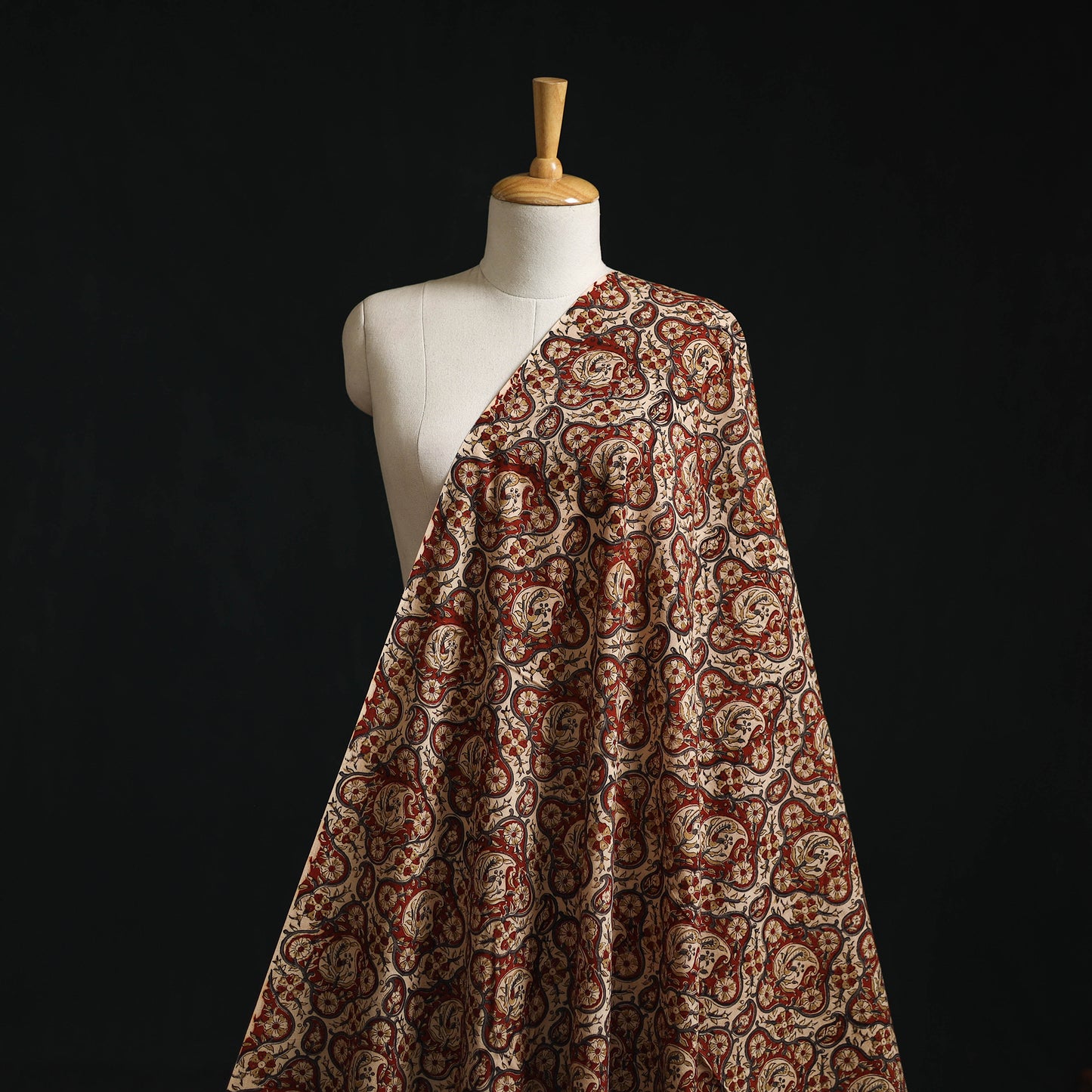 Natural Dyed Hand Block Print Cotton Pedana Kalamkari Fabric 40