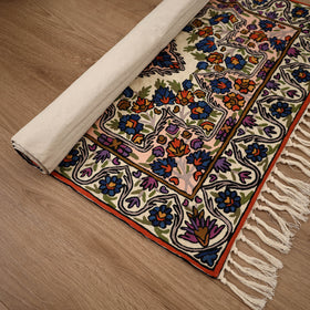 Original Kashmiri Chain Stitch Crewel Hand Embroidery Rug / Carpet (4 x 2.5 Feet) 19