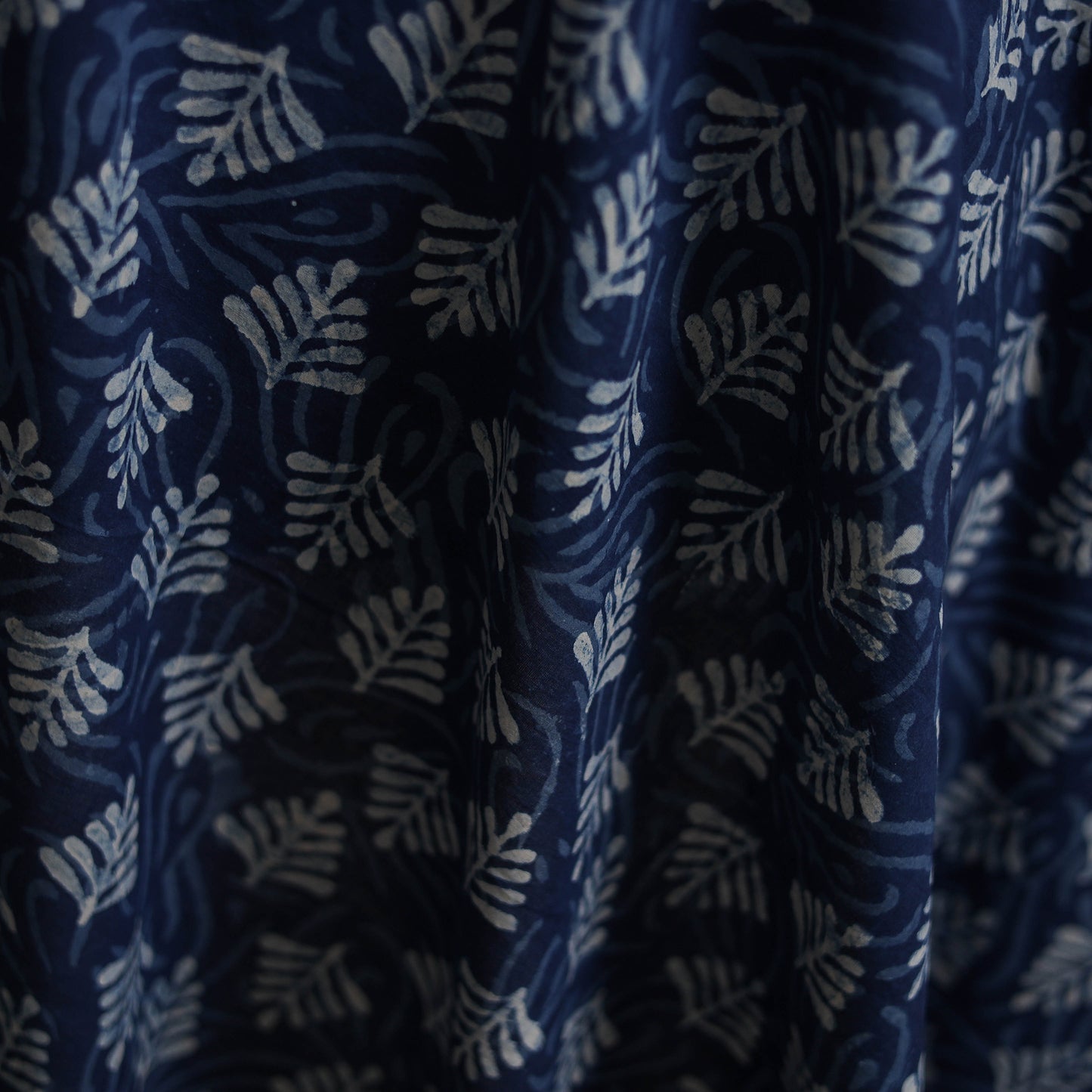 Blue - Hand Block Indigo Bagru Print Natural Dyed Cotton Fabric 04