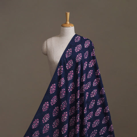 Blue - Hand Block Indigo Bagru Print Natural Dyed Cotton Fabric 05