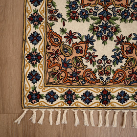 Original Kashmiri Chain Stitch Crewel Hand Embroidery Rug / Carpet (4 x 2.5 Feet) 20
