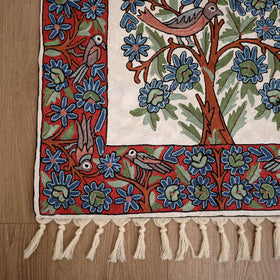 Original Kashmiri Chain Stitch Crewel Hand Embroidery Rug / Carpet (4 x 2.5 Feet) 21