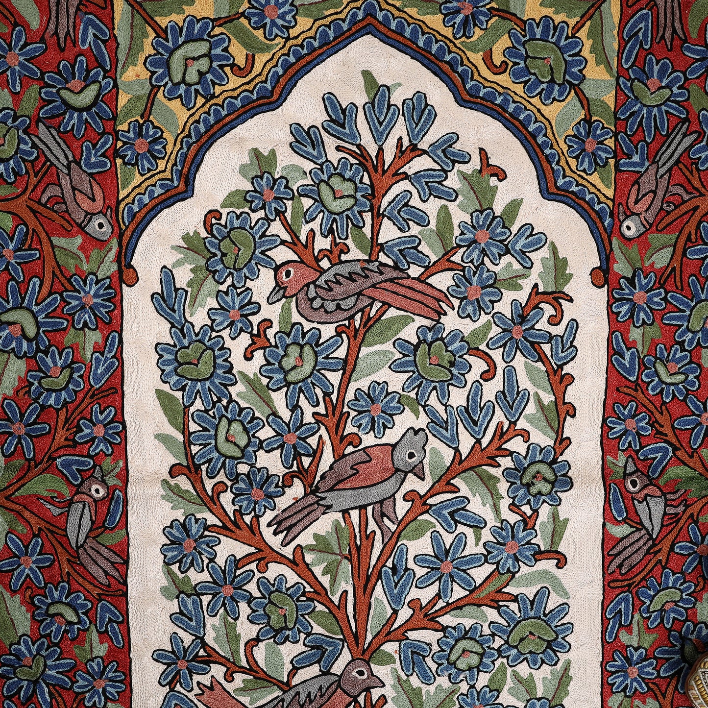 Original Kashmiri Chain Stitch Crewel Hand Embroidery Rug / Carpet (4 x 2.5 Feet) 21