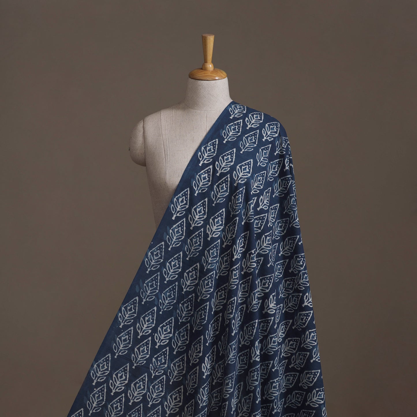 Blue - Hand Block Indigo Bagru Print Natural Dyed Cotton Fabric 08