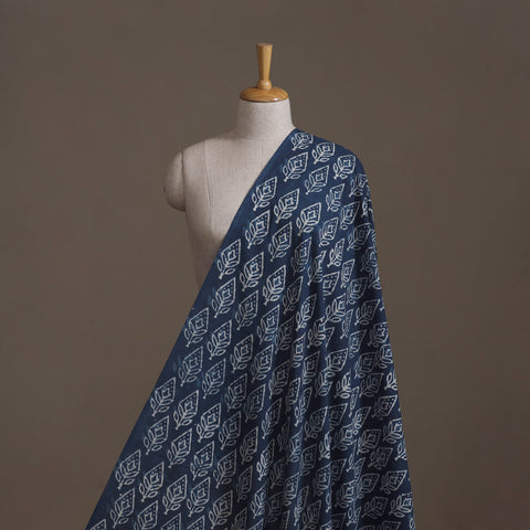 Blue - Hand Block Indigo Bagru Print Natural Dyed Cotton Fabric 08