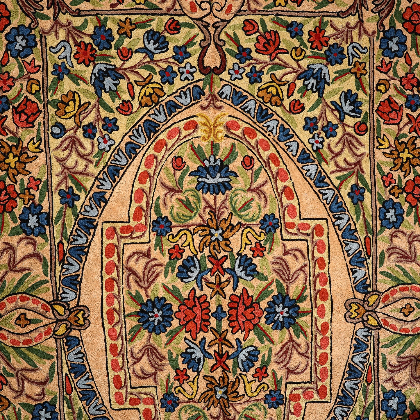 Original Kashmiri Chain Stitch Crewel Hand Embroidery Rug / Carpet (4 x 2.5 Feet) 22