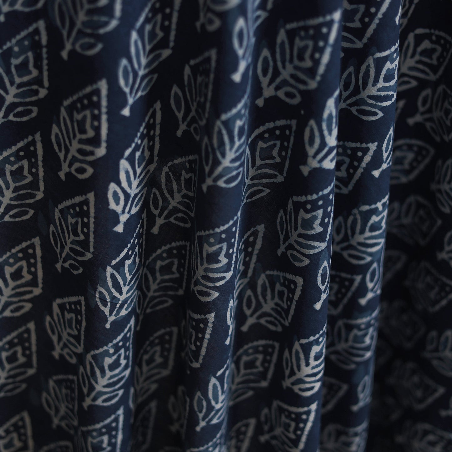 Blue - Hand Block Indigo Bagru Print Natural Dyed Cotton Fabric 08