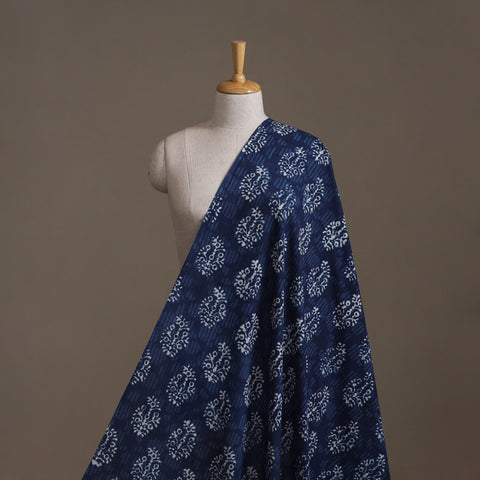 Blue - Hand Block Indigo Bagru Print Natural Dyed Cotton Fabric 10