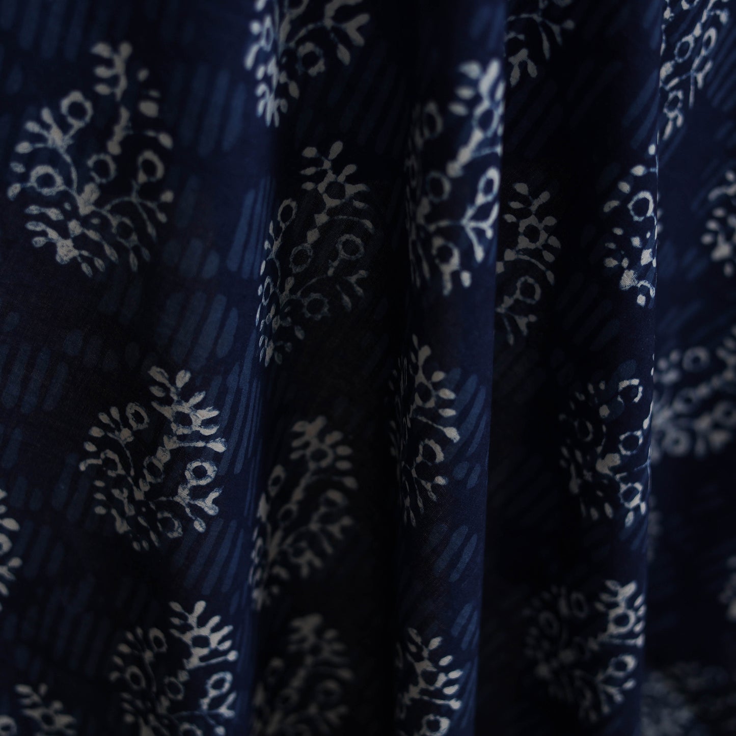 Blue - Hand Block Indigo Bagru Print Natural Dyed Cotton Fabric 10