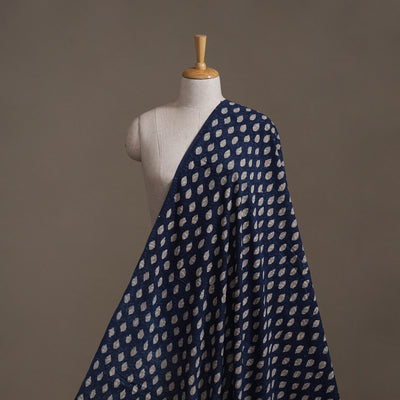 Blue - Hand Block Indigo Bagru Print Natural Dyed Cotton Fabric 11