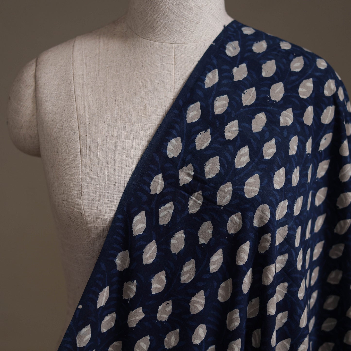 Blue - Hand Block Indigo Bagru Print Natural Dyed Cotton Fabric 11
