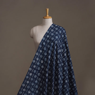 Blue - Hand Block Indigo Bagru Print Natural Dyed Cotton Fabric 12
