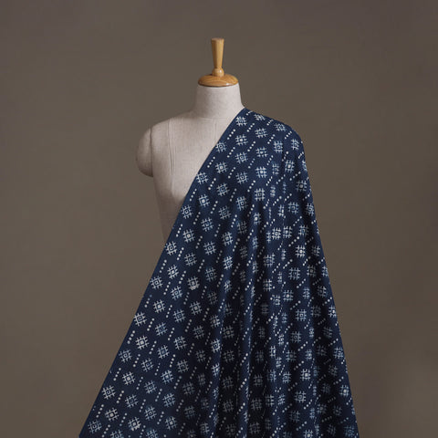Blue - Hand Block Indigo Bagru Print Natural Dyed Cotton Fabric 12