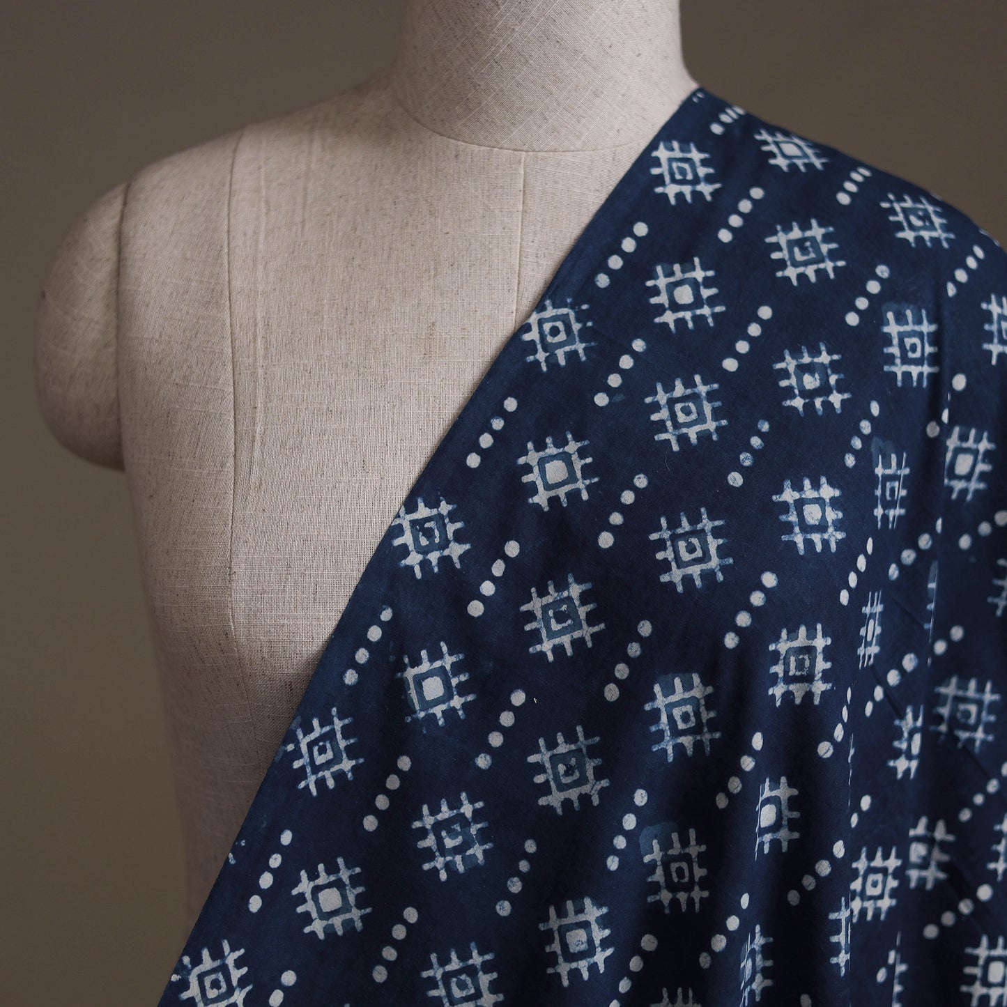 Blue - Hand Block Indigo Bagru Print Natural Dyed Cotton Fabric 12